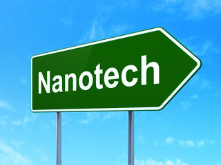 Science concept: Nanotech on road sign background