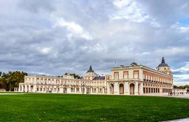 Fototapeta na wymiar A cloudy afternoon in Royal Palace of Aranjuez, Madrid, Spain. UNESCO World Heritage