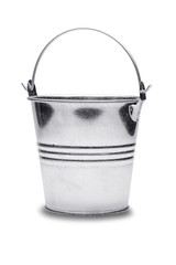 Empty metal bucket on a isolated white background