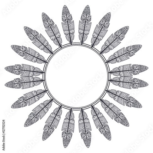 Download "Feather plume and circle icon. Bohemic boho rustic ...