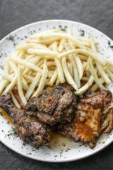 portuguese famous piri piri spicy bbq chicken with french fries