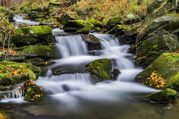 View of autumn waterfalls