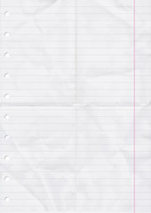 Wrinkled and Folded sheet of line Paper. Vector, Illustration of Wrinkled and Folded of line Paper Sheet with holes.