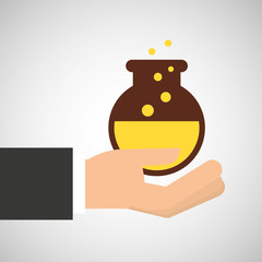 hand holding research science container vector illustration eps 10