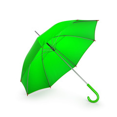 Green umbrella isolated on white background. 3D illustration .