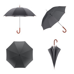 Dark umbrella isolated on white background. 3D illustration . © NovaVision