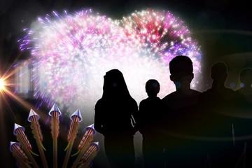 Composite image of silhouette children