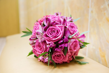 Beautiful bridal bouquet of pink roses