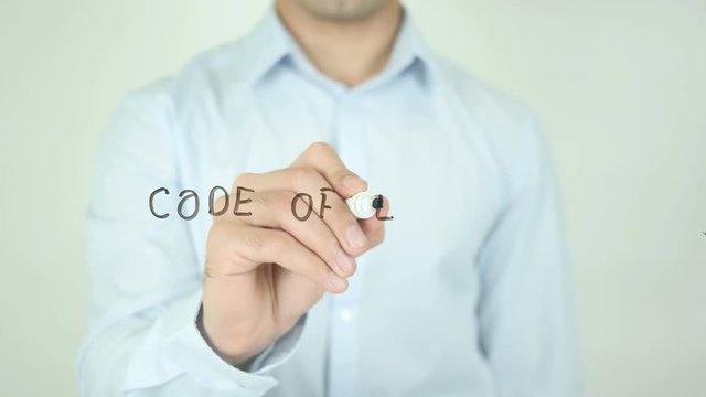 Code of Ethics, Man Writing on Screen