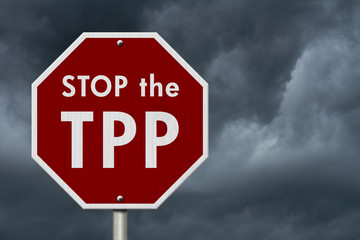 Trans-Pacific Partnership red stop highway road sign