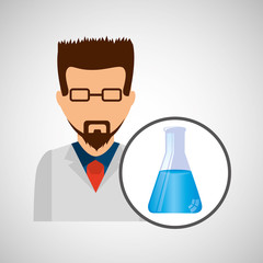 male scientist laboratory beaker icon vector illustration eps 10
