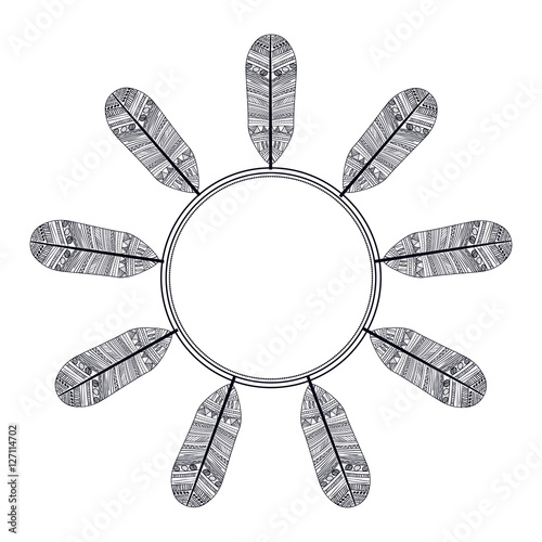 Download "Feather plume and circle icon. Bohemic boho rustic ...