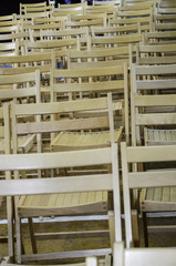 Wooden chairs in the conference room