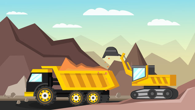 Mining Industry Orthogonal Illustration
