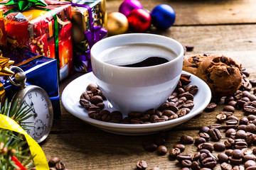 A cup of coffee holidays, winter, christmas, hot drinks