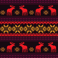 Scandinavian style seamless  pattern with deers. EPS 8