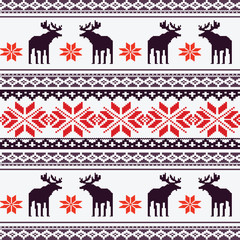 Scandinavian style seamless  pattern with deers. EPS 8