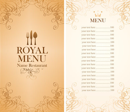 Royal Menu For A Cafe Or Restaurant And Price All In Gold