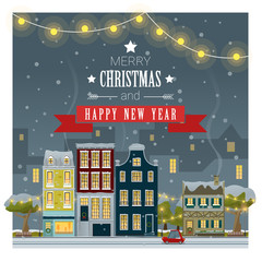 Merry Christmas and Happy New Year greeting card , vector , illustration