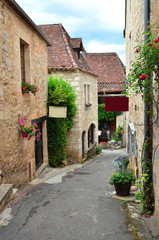 Fototapeta na wymiar Calle medieval en Saint-Cirq Lapopie