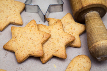 ginger cookies and rolling-pin