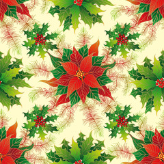 Seamless pattern with Christmas decorations.