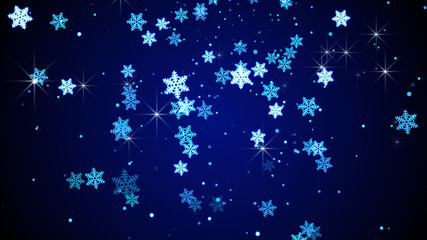 Fototapeta na wymiar blue glow snowflakes falling