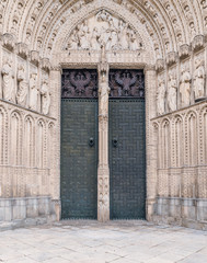 Gate, amazing and beautiful cathedral in Toledo, Spain
