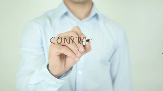 Contractor, Man Writing on Screen
