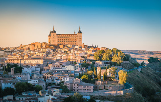 Toledo, Spain Old Town Cityscape At The Alcazar.