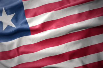 waving colorful flag of liberia.