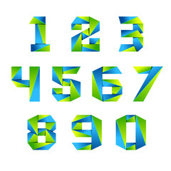 Number set icon design template elements 3d logo. green and blue glossy style. Vector design template elements for application or company.