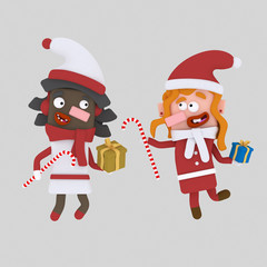 Lovely Santa claus girls.

Custom 3d illustration contact me!