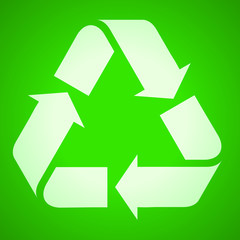 Obraz premium modified version with a eco sharp arrows recycle sign and also icon on green background for your business presentation. Vector illustration