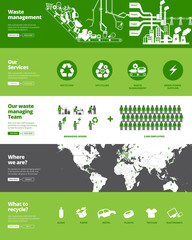 Waste management and ecology concept. Banners, illustrations and design elements for website or infographics.