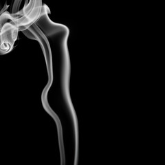 smoke abstract shaped like a woman naked body isolated on a back