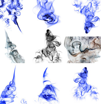 47 mpx set colored smoke isolated on a white background