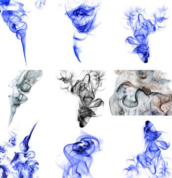 47 mpx set colored smoke isolated on a white background