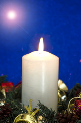 Christmas Decorations With Lit Candle
