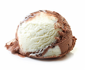 vanilla and chocolate ice cream ball