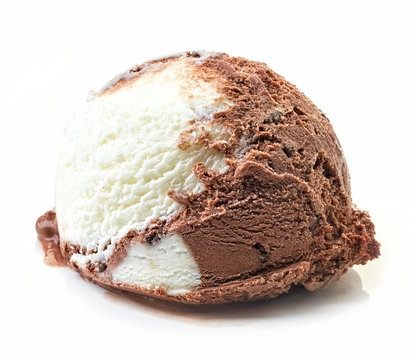 vanilla and chocolate ice cream ball