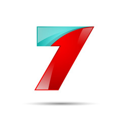 Number seven 7 colorful 3d volume icon. Vector design for banner, presentation, web page, card, labels or posters