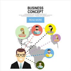 Flat design modern vector illustration concept of project management. For web banners, printed and promotional materials