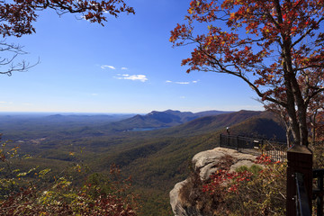 Caesars Head State Park in upstate South Carolina during the fall. Notice the telescope to view the...