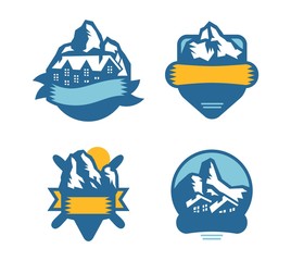 Mountain vector icons set