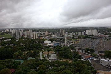 Naklejka na ściany i meble photo of the city Sao Jose dos Campos - Sao Paulo, Brazil - with cloudy sky