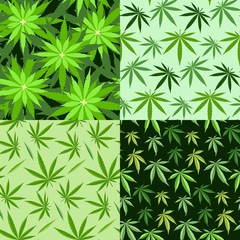 Marijuana background  set seamless patterns