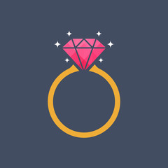 Diamond engagement ring icon - Vector 