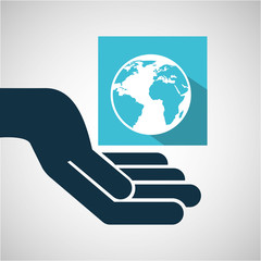 concept e-commerce hand with globe world vector illustration eps 10