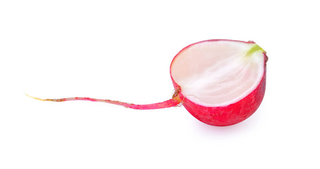 slice small garden radish isolated on white background